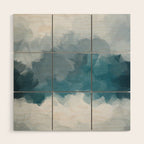 Cold Mountain - Blue Gray Navy Indigo Abstract Snow Nature Winter Rustic Painting Art Print Wood Wall Art Gallery Image 1