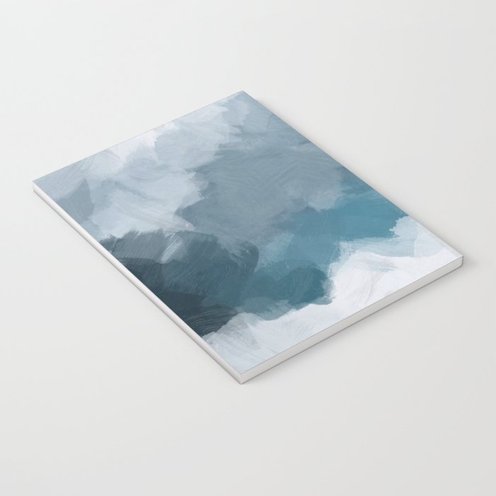 Cold Mountain - Blue Gray Navy Indigo Abstract Snow Nature Winter Rustic Painting Art Print Notebook Gallery Image 3