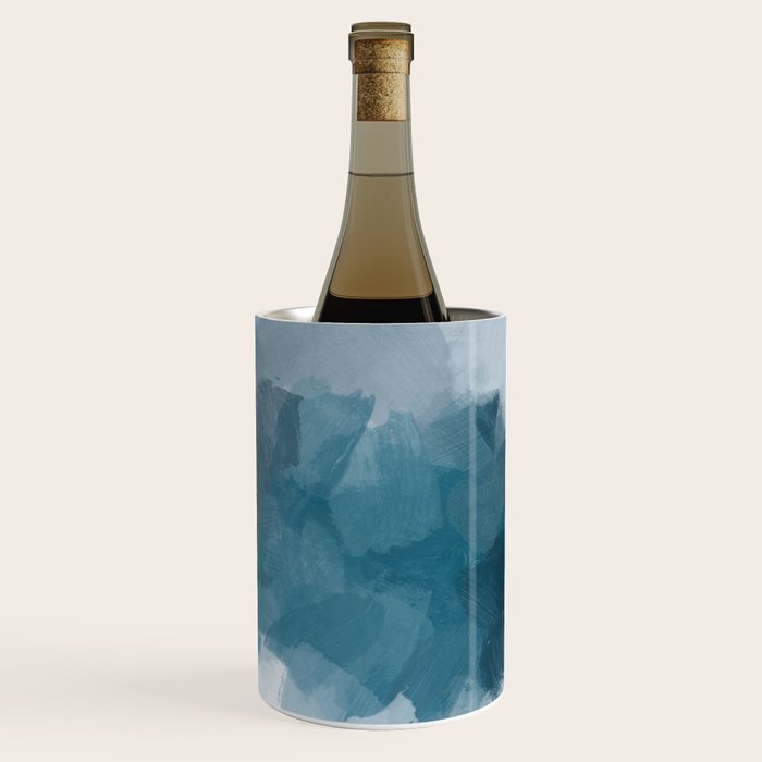 Cold Mountain - Blue Gray Navy Indigo Abstract Snow Nature Winter Rustic Painting Art Print Wine Chiller Gallery Image 3