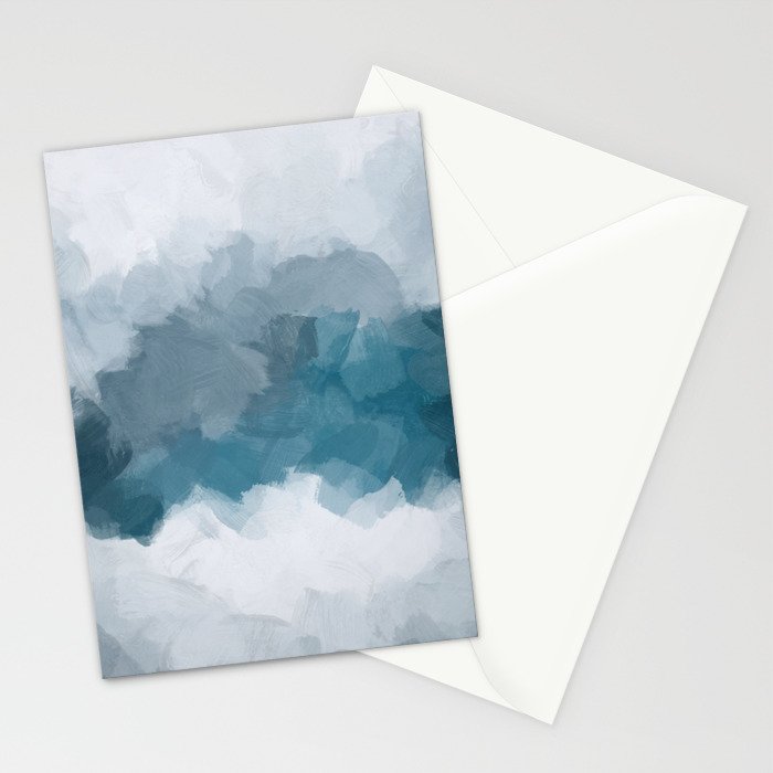 Cold Mountain - Blue Gray Navy Indigo Abstract Snow Nature Winter Rustic Painting Art Print Stationery Card Gallery Image 2