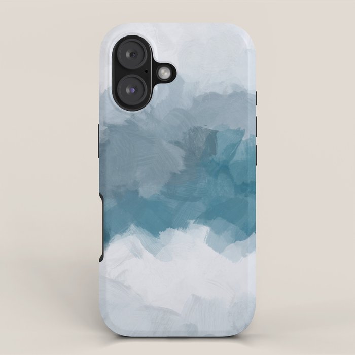 Cold Mountain - Blue Gray Navy Indigo Abstract Snow Nature Winter Rustic Painting Art Print iPhone Case Gallery Image 1