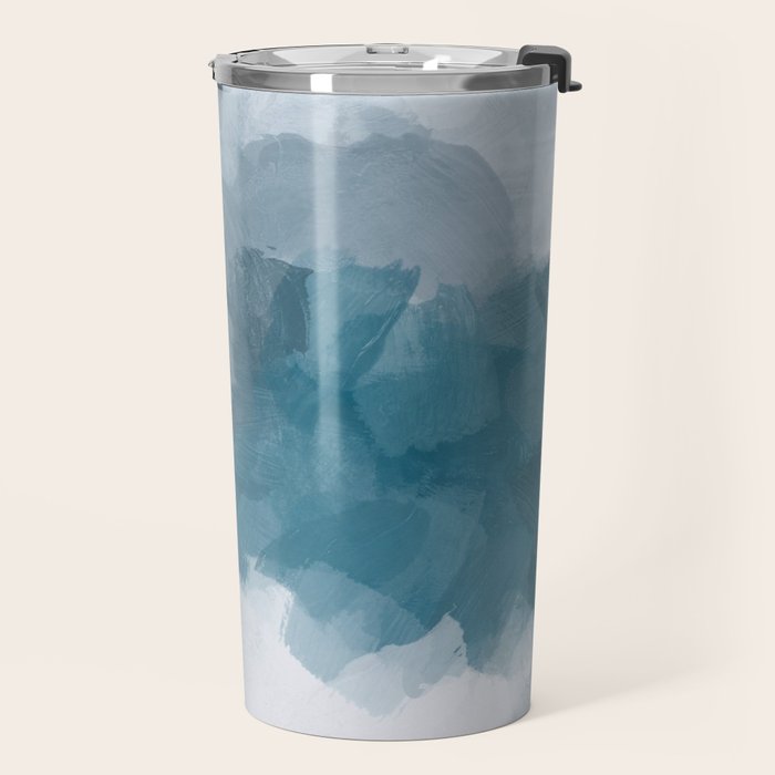 Cold Mountain - Blue Gray Navy Indigo Abstract Snow Nature Winter Rustic Painting Art Print Travel Mug Gallery Image 2