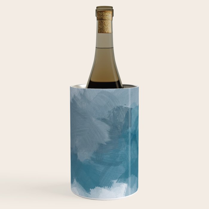 Cold Mountain - Blue Gray Navy Indigo Abstract Snow Nature Winter Rustic Painting Art Print Wine Chiller Gallery Image 1