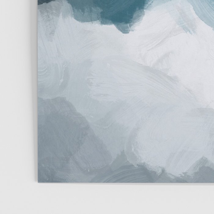 Cold Mountain - Blue Gray Navy Indigo Abstract Snow Nature Winter Rustic Painting Art Print Poster Gallery Image 3