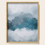 Cold Mountain - Blue Gray Navy Indigo Abstract Snow Nature Winter Rustic Painting Art Print Serving Tray Gallery Image 1