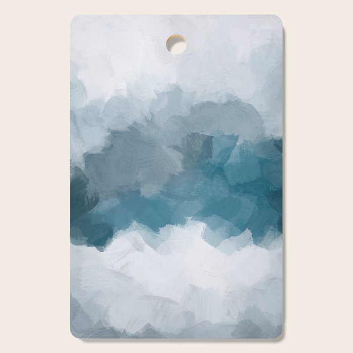 Cold Mountain - Blue Gray Navy Indigo Abstract Snow Nature Winter Rustic Painting Art Print Cutting Board Gallery Image 1