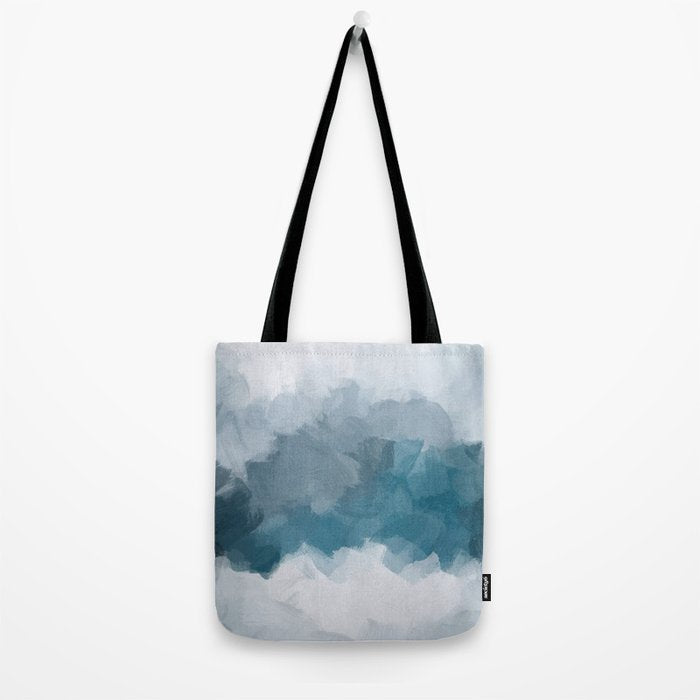 Cold Mountain - Blue Gray Navy Indigo Abstract Snow Nature Winter Rustic Painting Art Print Tote Bag Gallery Image 2