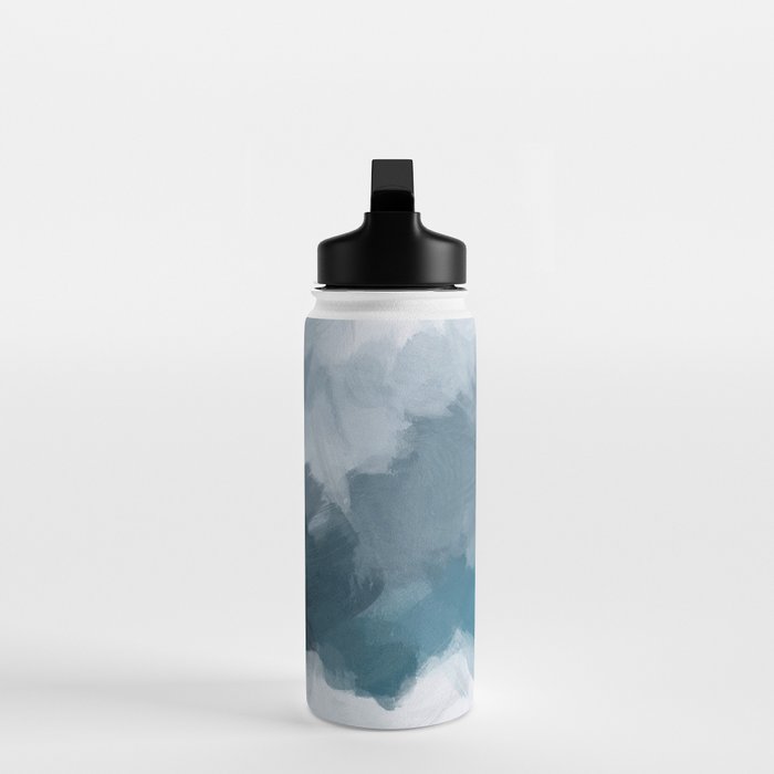 Cold Mountain - Blue Gray Navy Indigo Abstract Snow Nature Winter Rustic Painting Art Print Water Bottle Gallery Image 3