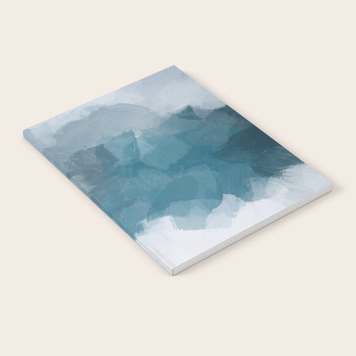 Cold Mountain - Blue Gray Navy Indigo Abstract Snow Nature Winter Rustic Painting Art Print Notebook Gallery Image 1