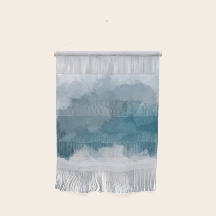 Cold Mountain - Blue Gray Navy Indigo Abstract Snow Nature Winter Rustic Painting Art Print Wall Hanging Gallery Image 1
