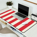 Duo I - Red and Cream Stripes Desk Mat Gallery Image 2