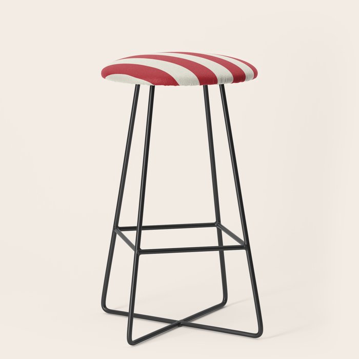 Duo I - Red and Cream Stripes Stool Gallery Image 1