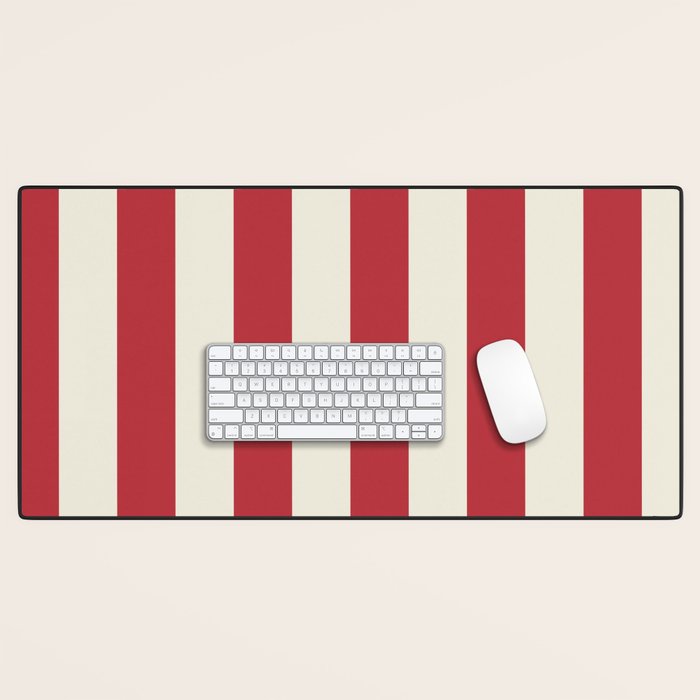 Duo I - Red and Cream Stripes Desk Mat Gallery Image 1