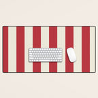 Duo I - Red and Cream Stripes Desk Mat Gallery Image 1