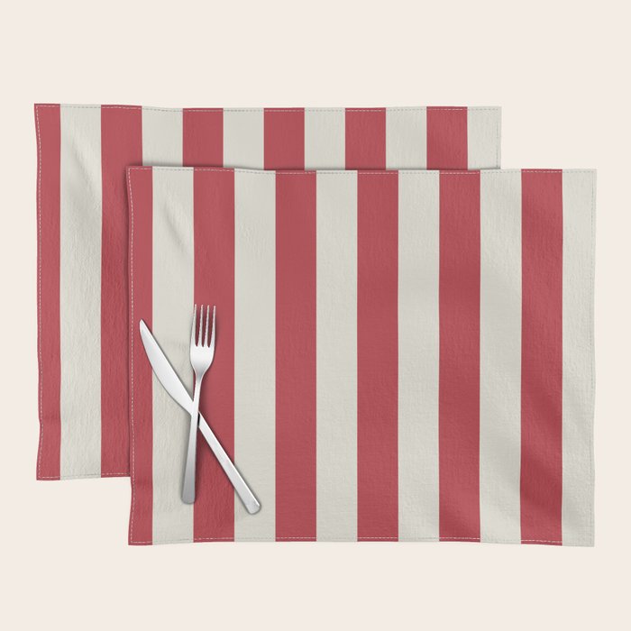 Duo I - Red and Cream Stripes Placemat Gallery Image 1