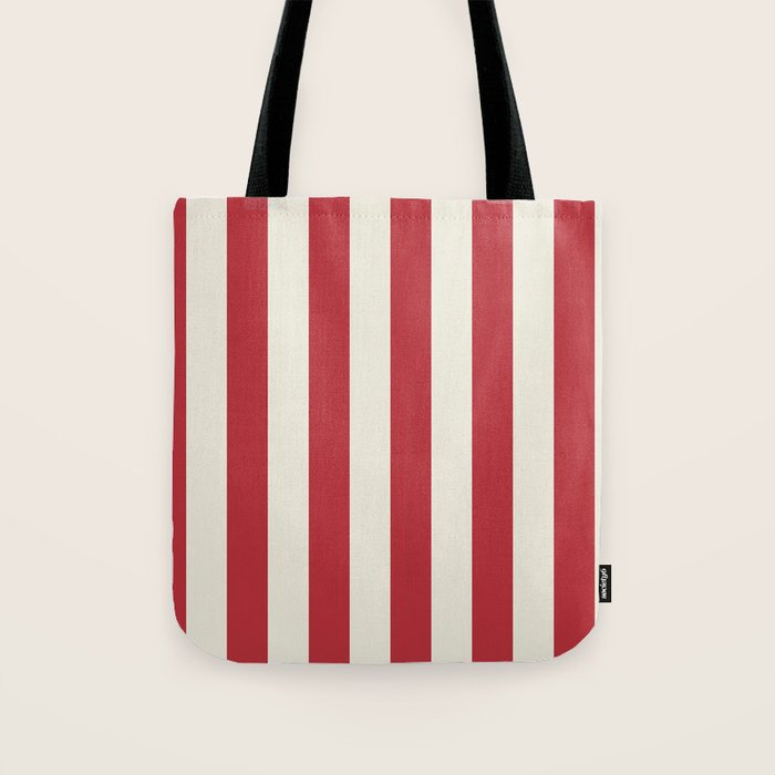 Duo I - Red and Cream Stripes Tote Bag Gallery Image 1