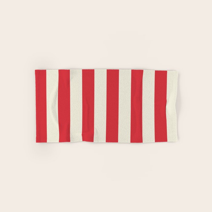 Duo I - Red and Cream Stripes Bath Towel Gallery Image 1