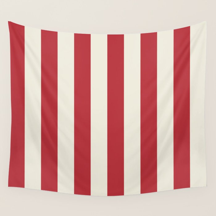 Duo I - Red and Cream Stripes Wall Tapestry Gallery Image 1
