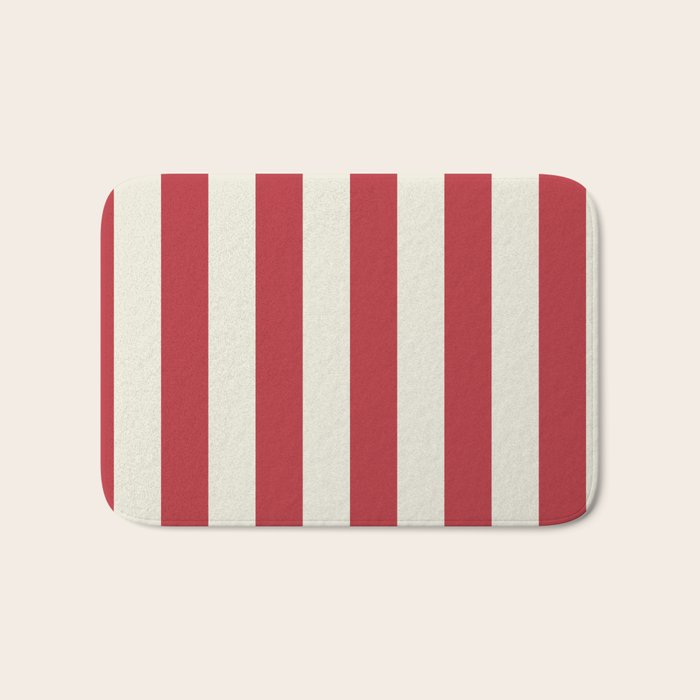 Duo I - Red and Cream Stripes Bath Mat Gallery Image 1