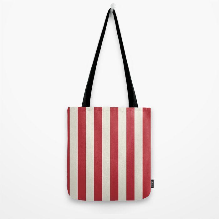 Duo I - Red and Cream Stripes Tote Bag Gallery Image 2