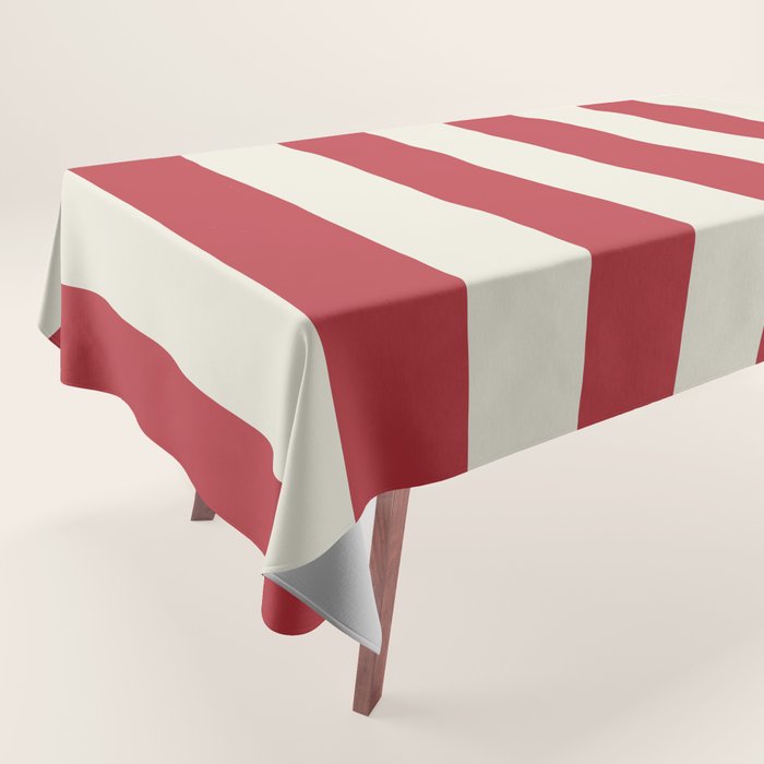 Duo I - Red and Cream Stripes Tablecloth Gallery Image 1