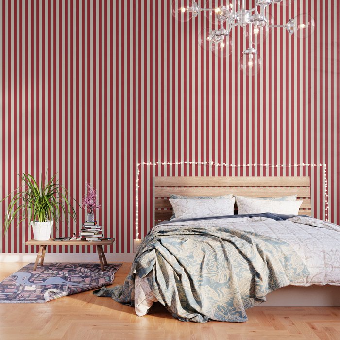 Duo I - Red and Cream Stripes Wallpaper Gallery Image 1