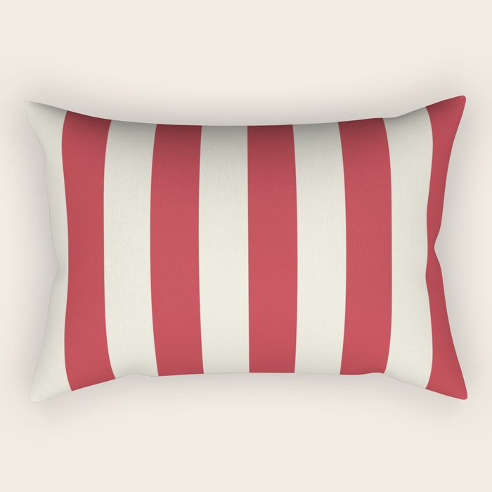 Duo I - Red and Cream Stripes Rectangular Pillow Gallery Image 2