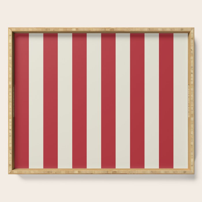 Duo I - Red and Cream Stripes Serving Tray Gallery Image 1