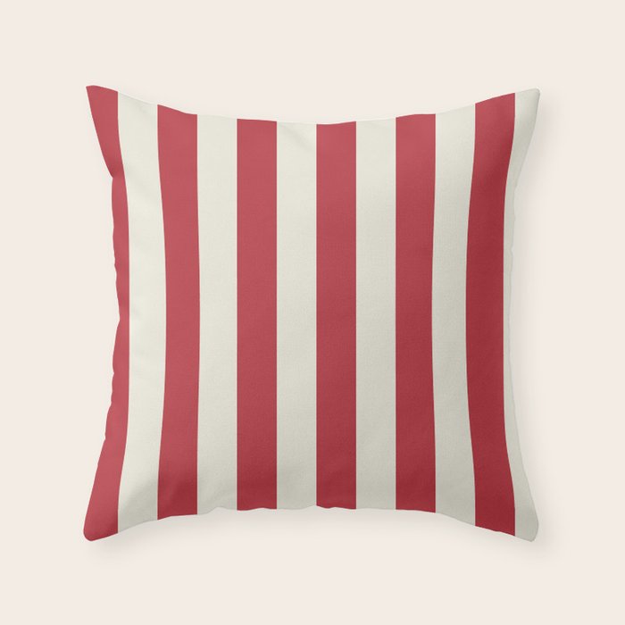 Duo I - Red and Cream Stripes Throw Pillow Gallery Image 6