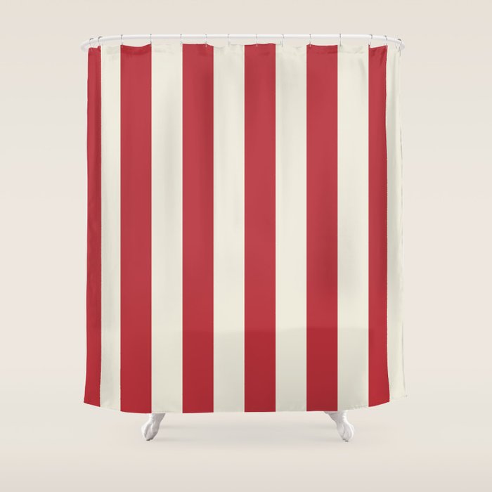 Duo I - Red and Cream Stripes Shower Curtain Gallery Image 1