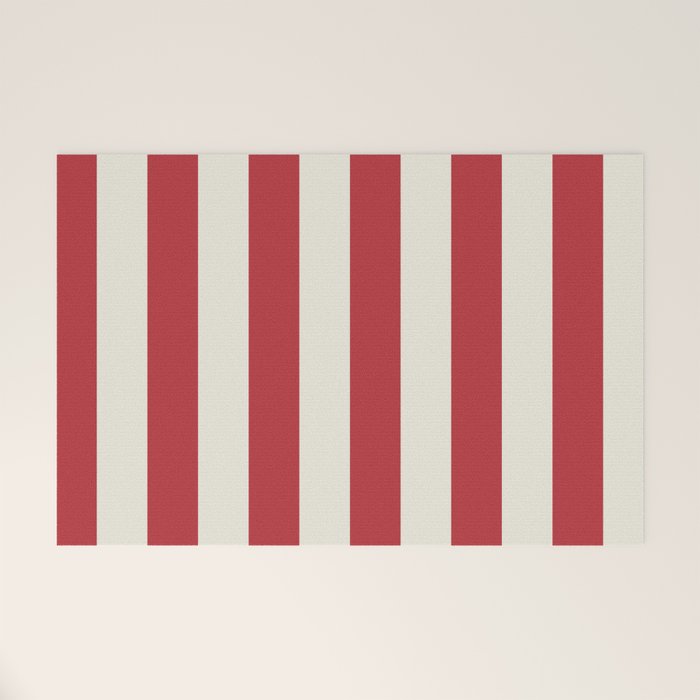 Duo I - Red and Cream Stripes Welcome Mat Gallery Image 1