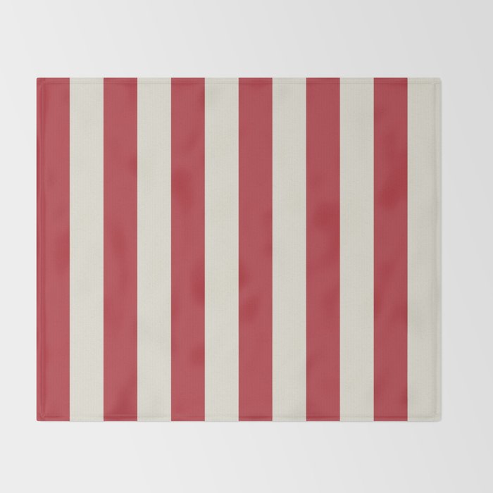 Duo I - Red and Cream Stripes Throw Blanket Gallery Image 2