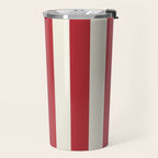 Duo I - Red and Cream Stripes Travel Mug Gallery Image 2
