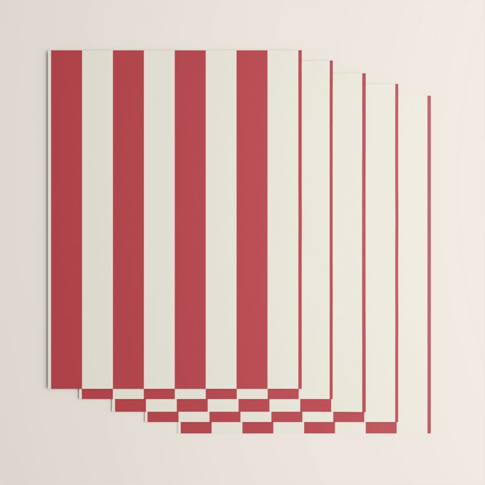 Duo I - Red and Cream Stripes Wrapping Paper Gallery Image 3