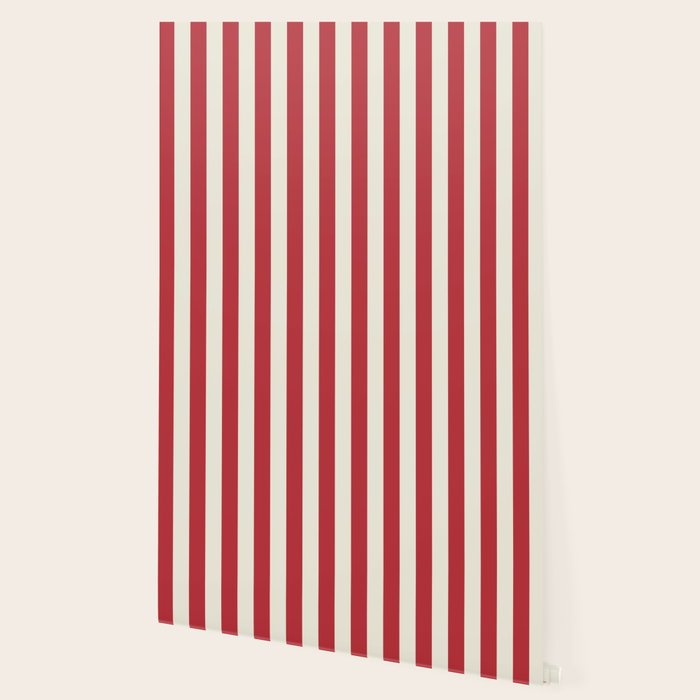 Duo I - Red and Cream Stripes Wallpaper Gallery Image 2