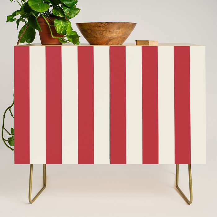 Duo I - Red and Cream Stripes Credenza Gallery Image 1