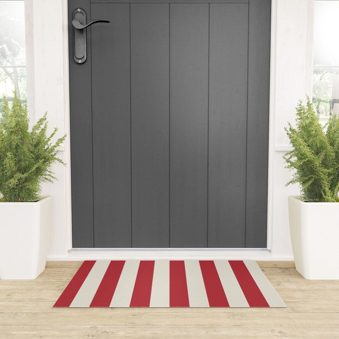 Duo I - Red and Cream Stripes Welcome Mat Gallery Image 3