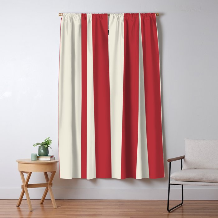 Duo I - Red and Cream Stripes Window Curtain Gallery Image 1
