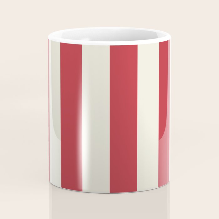 Duo I - Red and Cream Stripes Coffee Mug Gallery Image 4