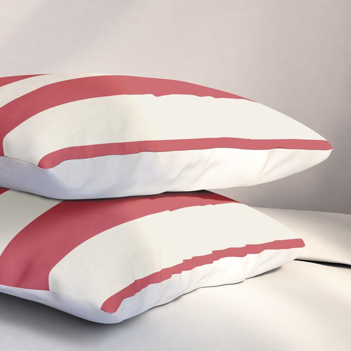 Duo I - Red and Cream Stripes Pillow Sham Gallery Image 3