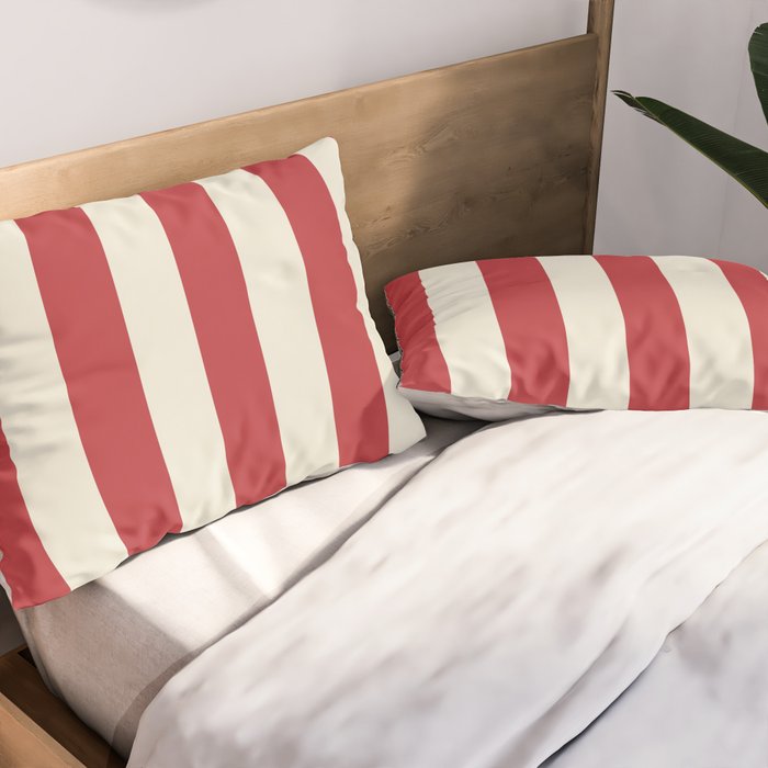 Duo I - Red and Cream Stripes Pillow Sham Gallery Image 2