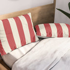 Duo I - Red and Cream Stripes Pillow Sham Gallery Image 2