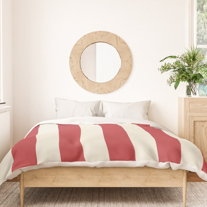 Duo I - Red and Cream Stripes Duvet Cover Gallery Image 3