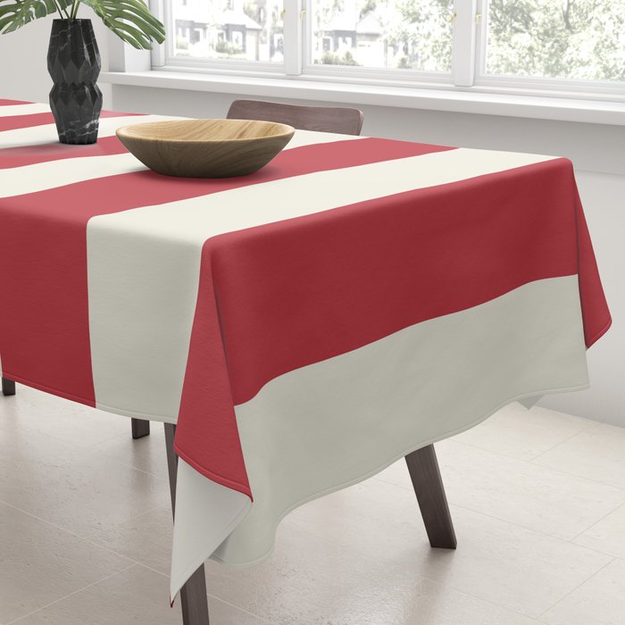 Duo I - Red and Cream Stripes Tablecloth Gallery Image 3