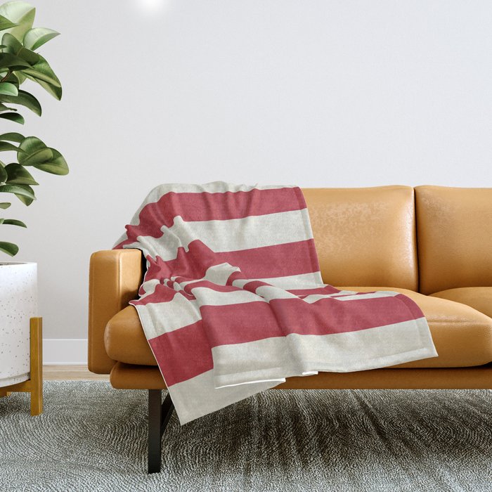 Duo I - Red and Cream Stripes Throw Blanket Gallery Image 1
