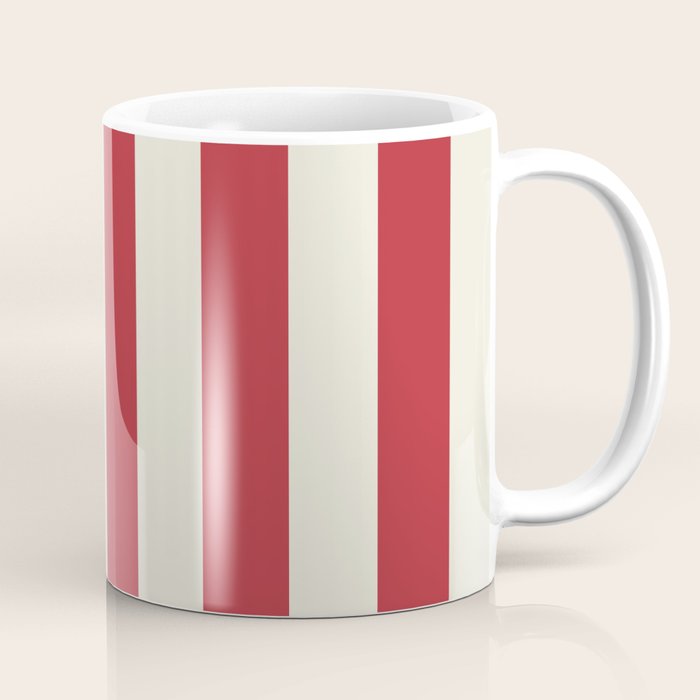 Duo I - Red and Cream Stripes Coffee Mug Gallery Image 1