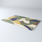 Leaf wall // navy blue pine and sage green leaves golden lines Rug Gallery Image 3