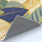 Leaf wall // navy blue pine and sage green leaves golden lines Rug Gallery Image 4