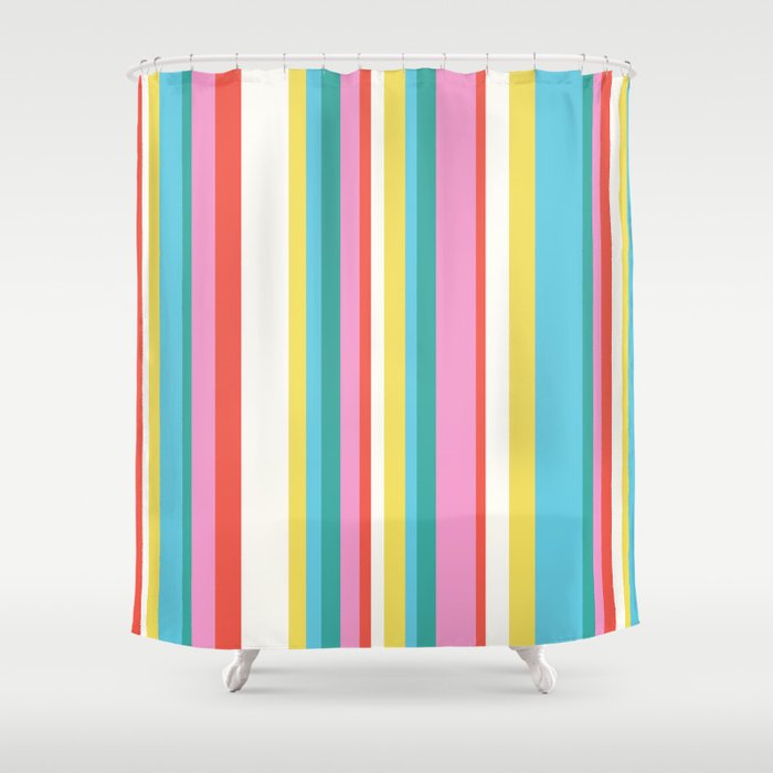Classic Stripes II - 60s Candy Rainbow Shower Curtain Gallery Image 1