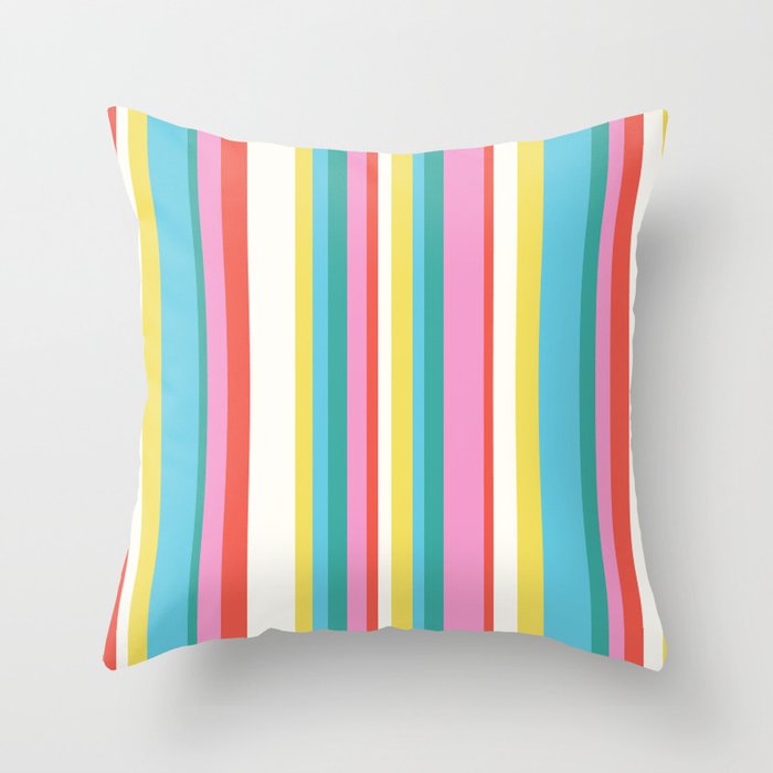 Classic Stripes II - 60s Candy Rainbow Throw Pillow Gallery Image 1